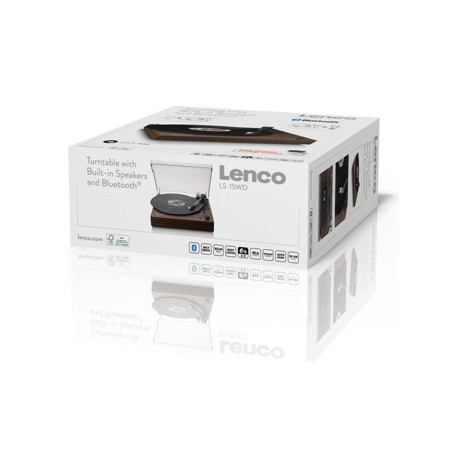 Lenco LS-15WD Giradischi a Cinghia Bluetooth 5.3 Altoparlanti Integrati 6 W Preamplificatore Phono 33 45 rpm colore Legno