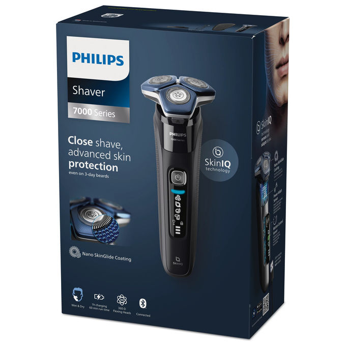 Philips S7886-35 Serie 7000 Rasoio elettrico Rotazione Wet e Dry 3 testine autonomia 60 min colore Nero
