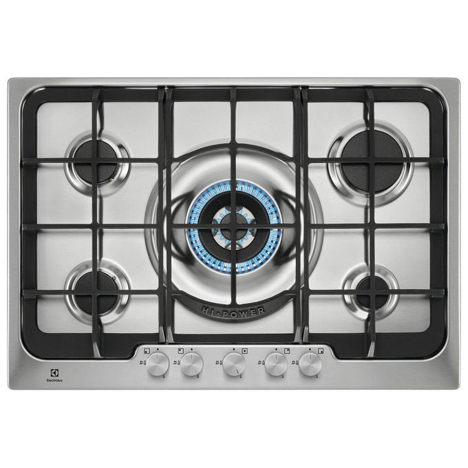 Electrolux PX750UOV SoftLine Piano cottura a gas 75 cm 5 fuochi griglie in ghisa accensione elettronica colore Acciaio Inox