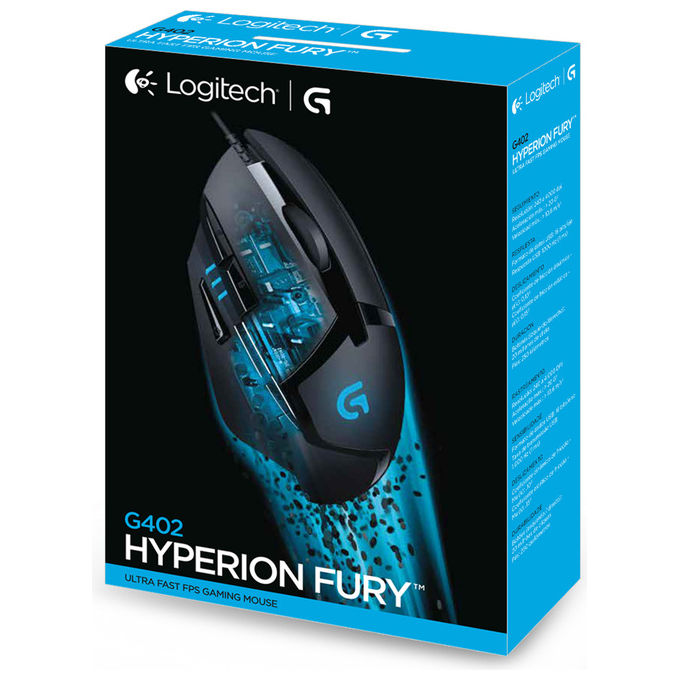 Logitech G 910-004068 G402 Hyperion Fury Mouse Gaming 4000 DPI 8 Pulsanti Programmabili USB Tipo A colore Nero