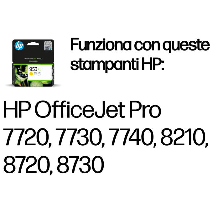 HP F6U18AE 953XL Cartuccia Inchiostro Originale Alta Capacita' Pigmento 18 ml 1450 pagine colore Giallo