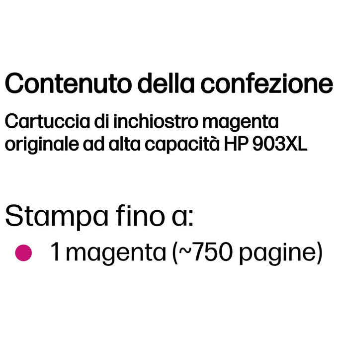 HP T6M07AE 903XL Cartuccia d'inchiostro Alta Capacita' Pigmento 750 pagine 8,5 ml colore Magenta