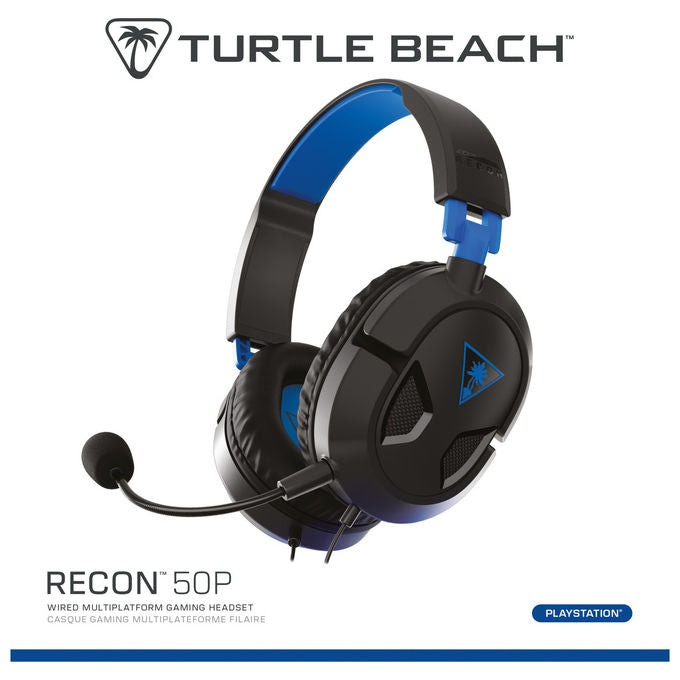 Turtle Beach TBS-3303-05 Recon 50P Cuffie Gaming Cablate Over Ear Microfono Rimovibile PS5 PS4 Xbox PC colore Nero Blu