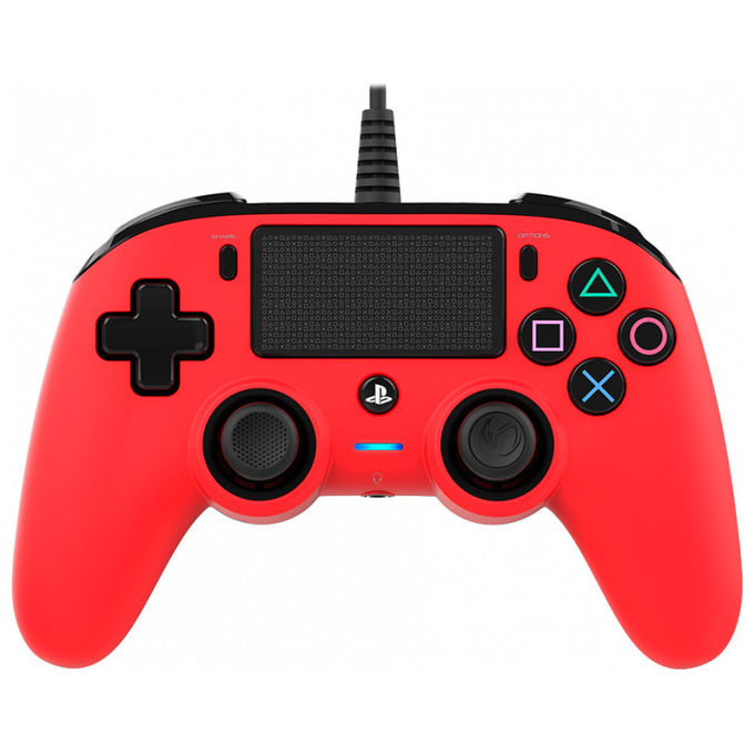 Nacon PS4OFCPADRED Controller Wired per PS4 e PC USB Cablato Touchpad Vibrazione Duale colore Rosso