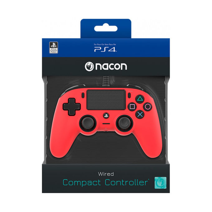 Nacon PS4OFCPADRED Controller Wired per PS4 e PC USB Cablato Touchpad Vibrazione Duale colore Rosso