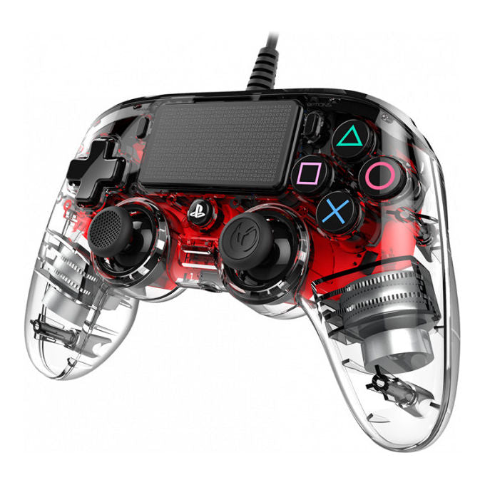 Nacon PS4OFCPADCLRED Controller Cablato Compatto per PS4 e PC USB Touchpad Vibrazione colore Rosso Trasparente