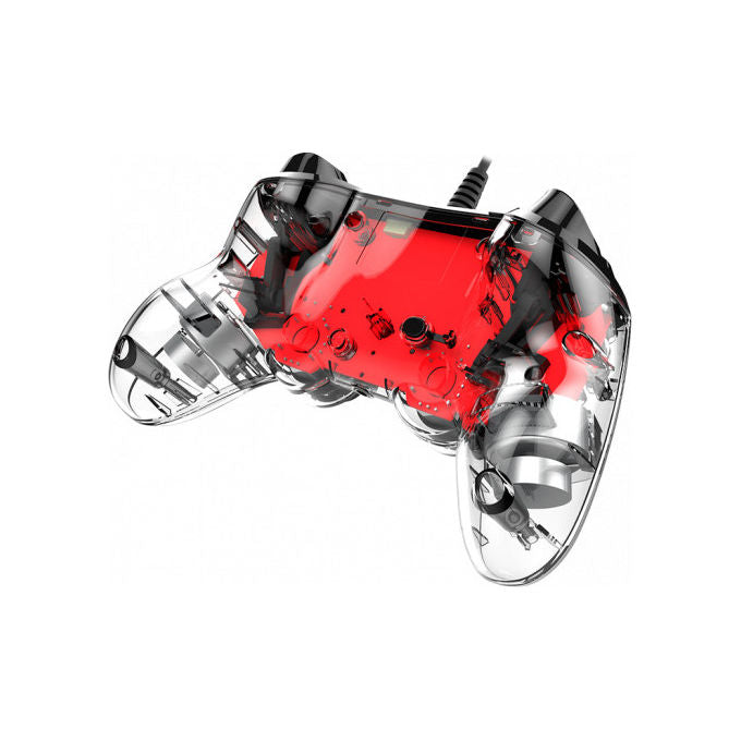 Nacon PS4OFCPADCLRED Controller Cablato Compatto per PS4 e PC USB Touchpad Vibrazione colore Rosso Trasparente