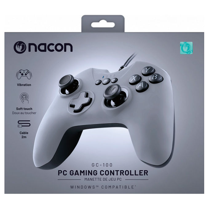 Nacon GC-100XF Gamepad per PC Cablato USB Analogico Digitale Vibrazione Impugnature Ergonomiche colore Grigio