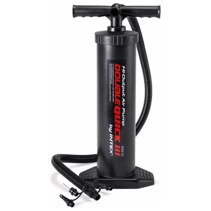 Intex 68615 Pompa a Mano Doppio Flusso per Gonfiabili Double Quick III 48 cm 4 Adattatori colore Nero