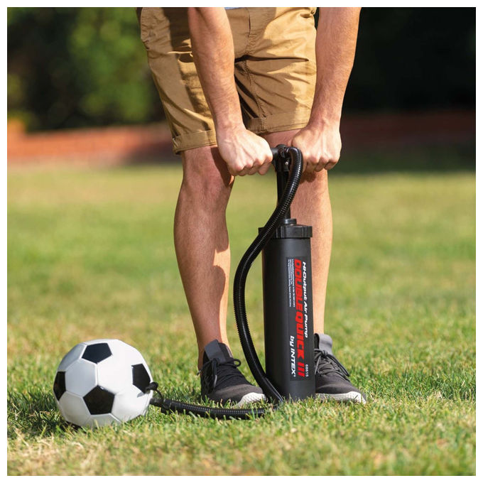 Intex 68615 Pompa a Mano Doppio Flusso per Gonfiabili Double Quick III 48 cm 4 Adattatori colore Nero