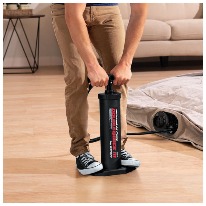 Intex 68615 Pompa a Mano Doppio Flusso per Gonfiabili Double Quick III 48 cm 4 Adattatori colore Nero