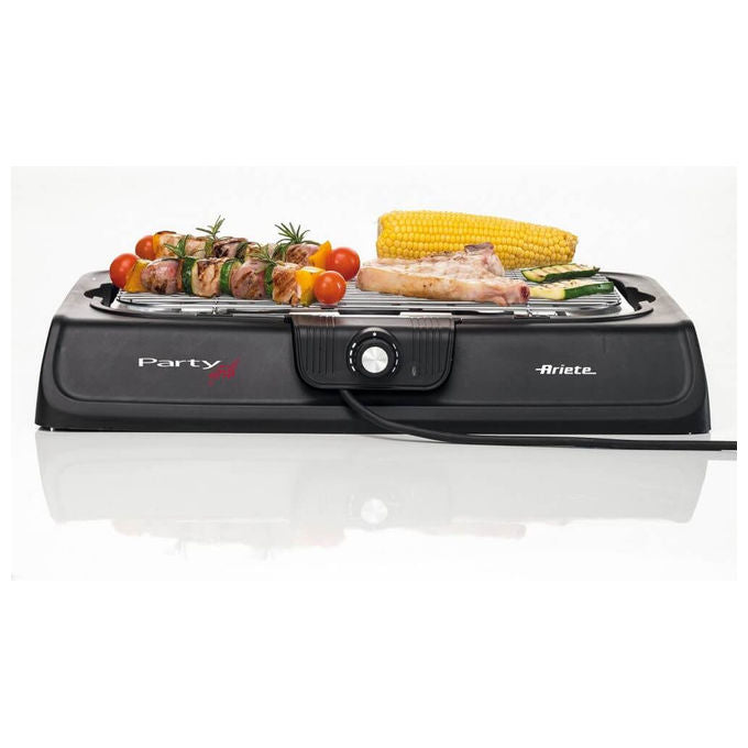 Ariete 723 Party Grill Barbecue Elettrico da Tavolo 2000W Termostato Regolabile Vassoio Raccogli Grasso colore Nero