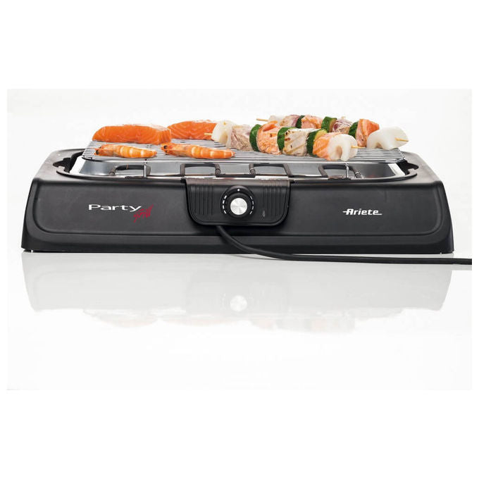 Ariete 723 Party Grill Barbecue Elettrico da Tavolo 2000W Termostato Regolabile Vassoio Raccogli Grasso colore Nero