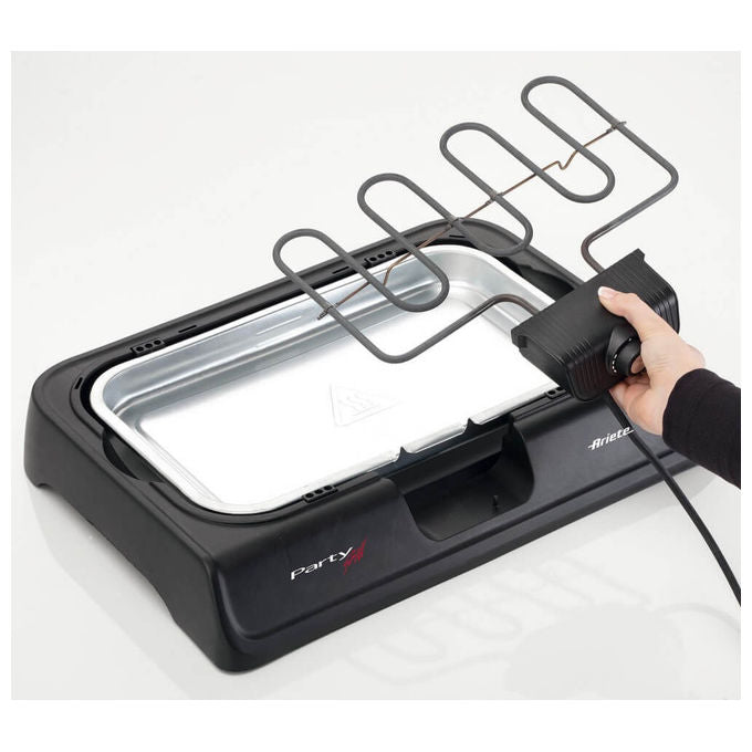 Ariete 723 Party Grill Barbecue Elettrico da Tavolo 2000W Termostato Regolabile Vassoio Raccogli Grasso colore Nero