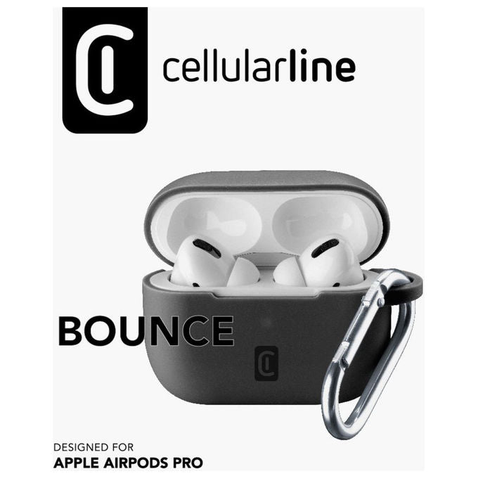 Cellularline BOUNCEAIRPODSPROK Bounce Custodia AirPods Pro Silicone Soft Touch con Gancio colore Nero