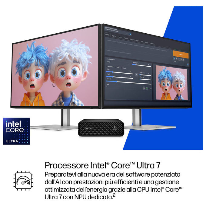 HP D4SZ5ET Z2 Mini G1i Wolf Pro Security Edition Mini PC Workstation AI Intel Core Ultra 7 265 32 GB DDR5 SSD 1 TB Windows 11 Pro colore Nero