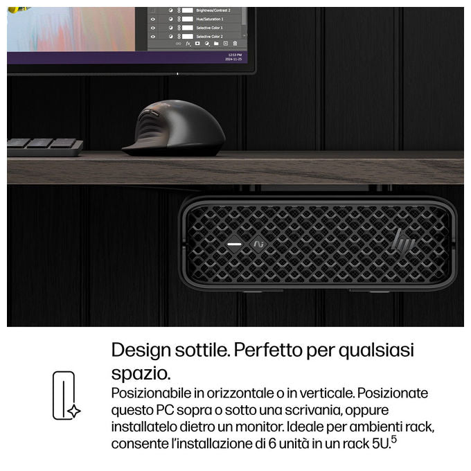 HP D4SZ5ET Z2 Mini G1i Wolf Pro Security Edition Mini PC Workstation AI Intel Core Ultra 7 265 32 GB DDR5 SSD 1 TB Windows 11 Pro colore Nero
