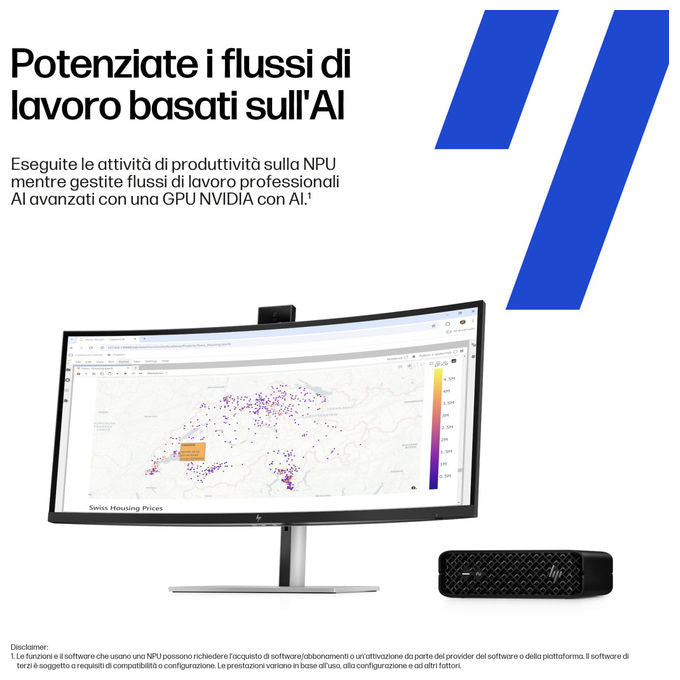 HP D4SZ5ET Z2 Mini G1i Wolf Pro Security Edition Mini PC Workstation AI Intel Core Ultra 7 265 32 GB DDR5 SSD 1 TB Windows 11 Pro colore Nero