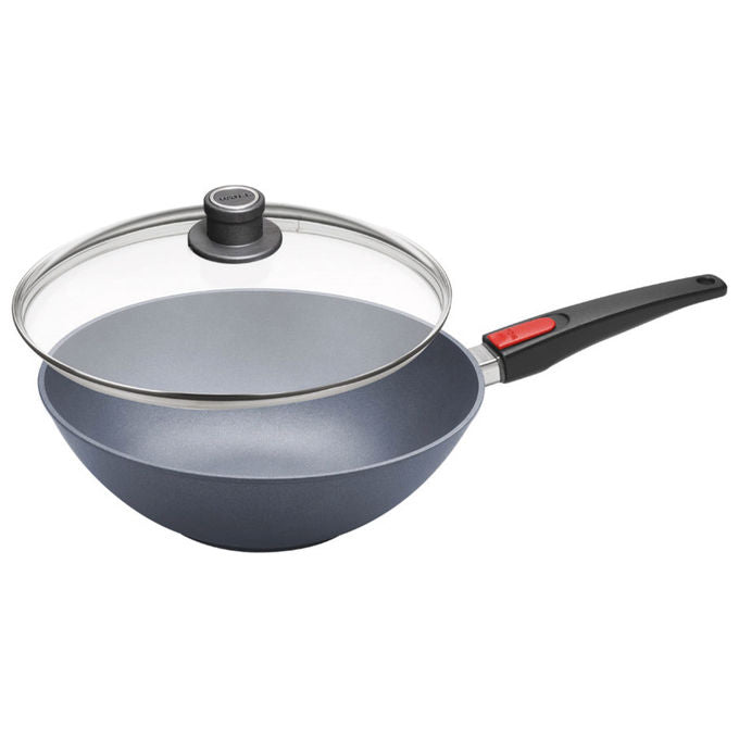 Woll WLL11030DPIL Diamond Lite Wok 30 cm Alluminio Antiaderente 1 Manico Coperchio Vetro Induzione colore Grigio