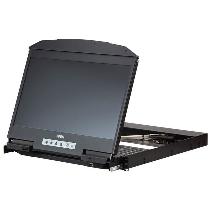 Aten CL3800NW Console KVM LCD Rack 1U 18.5'' Full HD Dual Rail HDMI DVI VGA Tastiera QWERTY UK Touchpad colore Nero