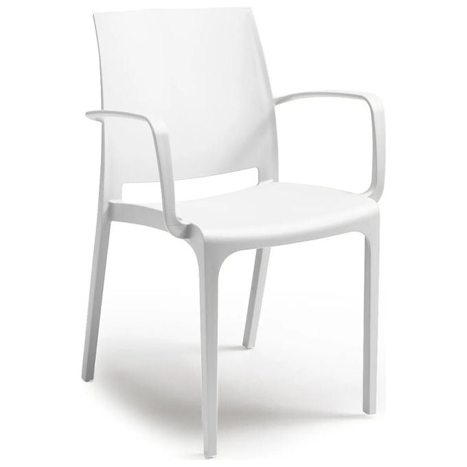 Bica Volga Armchair Sedia con Braccioli da Giardino Polipropilene Impilabile Interno Esterno colore Bianco