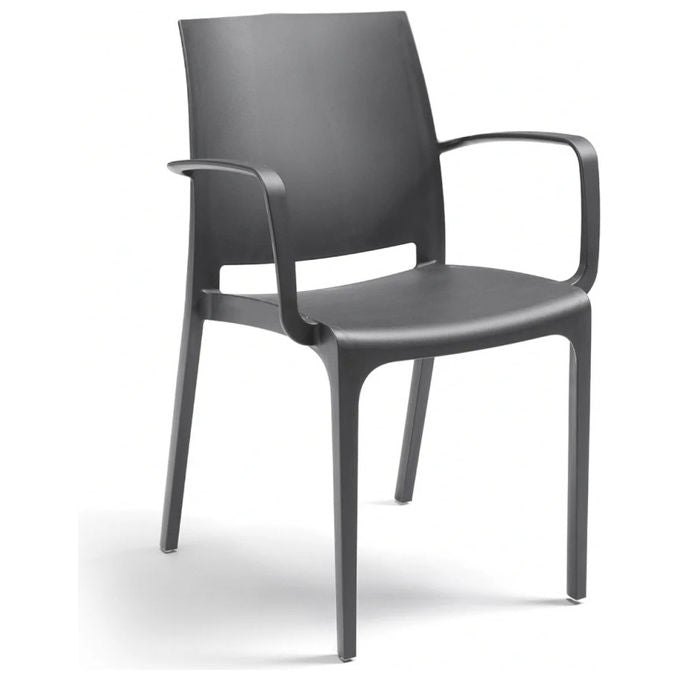 Bica Volga Armchair Sedia con Braccioli Polipropilene e Fibra di Vetro Impilabile Interno ed Esterno colore Grafite