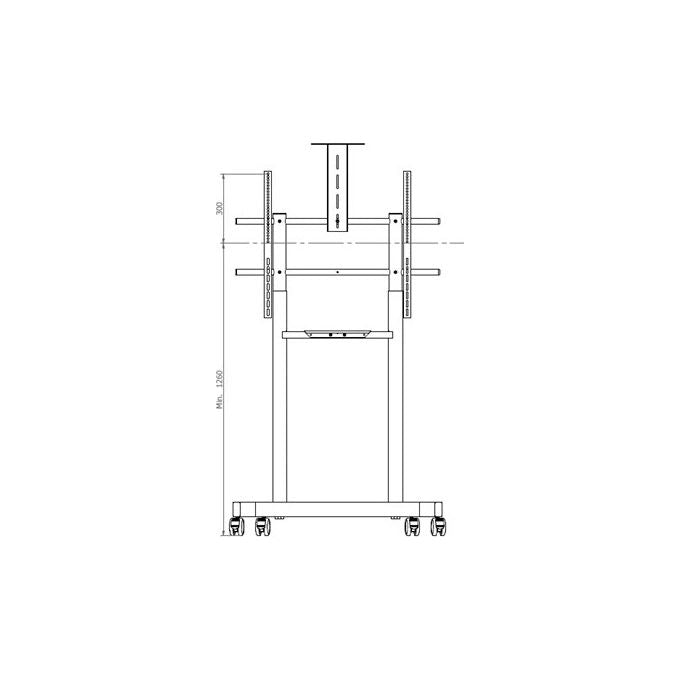 ITB OM07194 Caravel 2.100 Carrello Porta Monitor a Pavimento VESA 800x600 fino a 98'' 90 Kg regolabile in altezza 2 mensole colore Nero