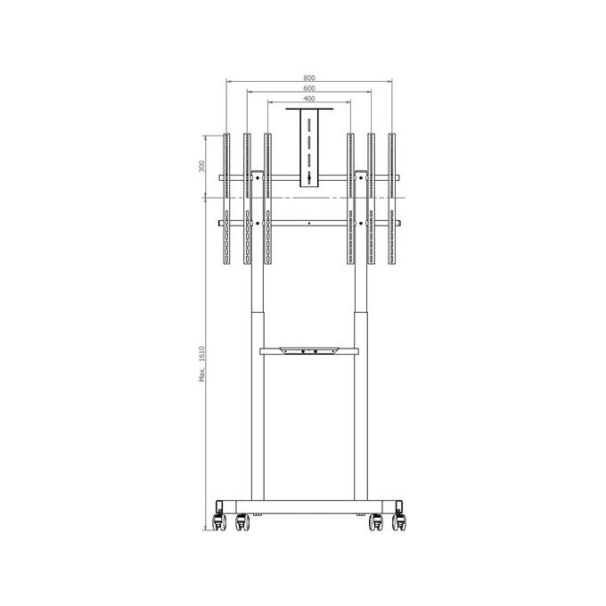 ITB OM07194 Caravel 2.100 Carrello Porta Monitor a Pavimento VESA 800x600 fino a 98'' 90 Kg regolabile in altezza 2 mensole colore Nero