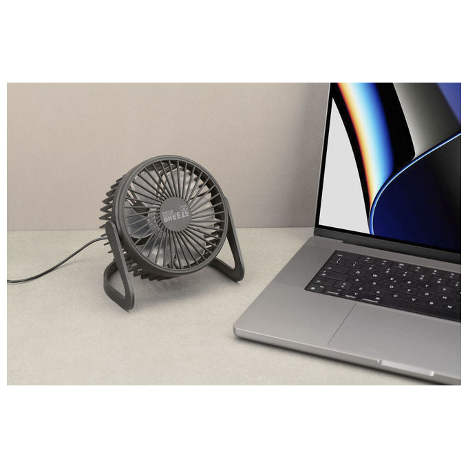 Tech Pop DESKBREEZEK Desk Breeze Ventilatore da Tavolo USB Rotazione 360° Cavo 0,9 m colore Nero