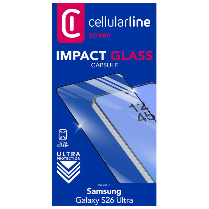 Cellularline TEMPGCABGALS26UK Impact Glass Capsule Pellicola Vetro Temperato 9H Samsung Galaxy S26 Ultra Bordo a Bordo Antiurto Antigraffio colore Trasparente
