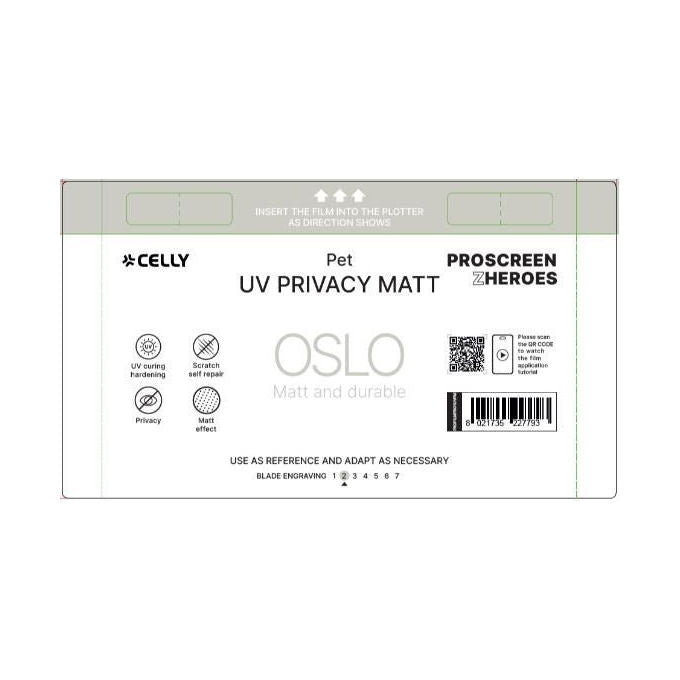 Celly PROFILMPRO5UVPM Oslo Pellicola Protettiva Universale Privacy 30° UV Finitura Opaca Antimpronta Autoriparazione 5 pz