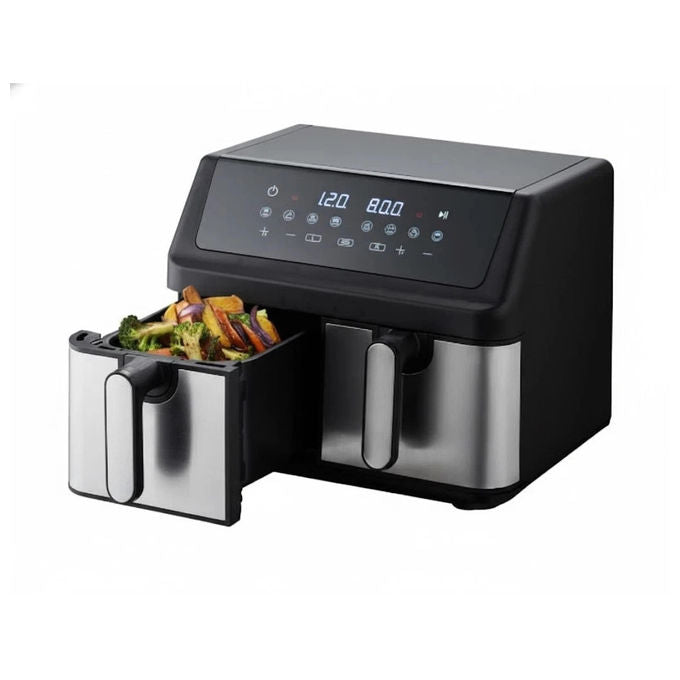 Akai AIRFRYER1001W Friggitrice ad aria Doppio Cestello 10 L 2000W con Timer e Termostato Regolabile colore Nero