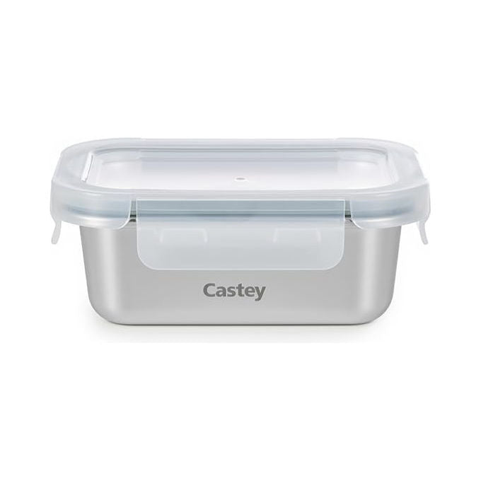 Castey C-ABO640 KeepandGo Contenitore Ermetico Vetro Borosilicato 640 ml Rettangolare Senza BPA Impilabile Microonde Forno Congelatore