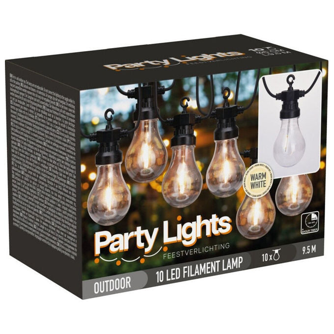 Koopman LE2200310 Catena Luminosa 10 Lampadine LED G50 9,5 m Timer IP44 Interno Esterno colore Multicolore