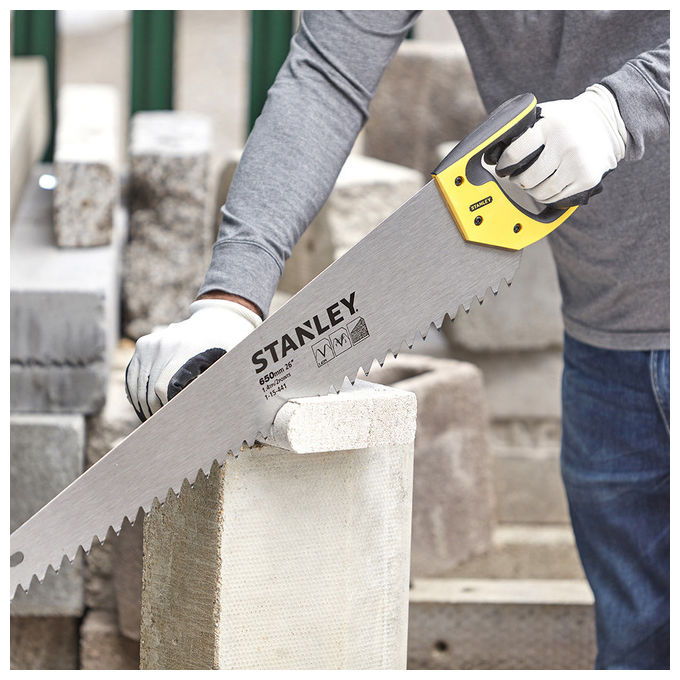 Stanley 1-15-441 FatMax Segaccio per Calcestruzzo Lama 65 cm Dentatura Hard Point colore Nero Grigio Giallo
