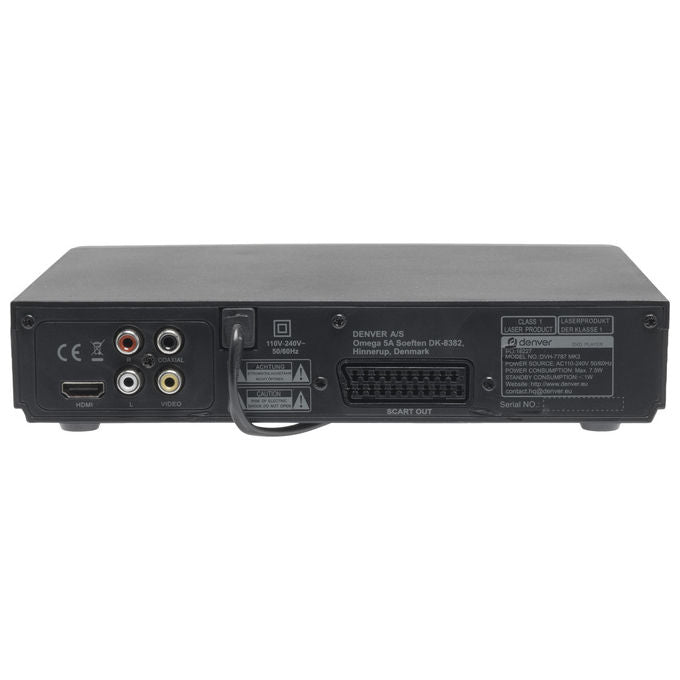 Denver DVH-7787MK3 Lettore DVD Full HD 1080p HDMI USB Dolby Digital Scart colore Nero