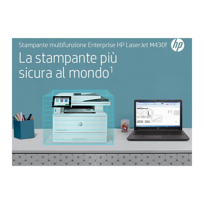 HP 3PZ55A LaserJet Enterprise M430f Stampante Multifunzione Laser Mono 38 ppm A4 Wi-Fi ADF Fronte Retro colore Bianco