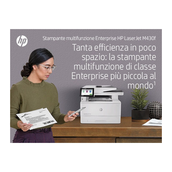 HP 3PZ55A LaserJet Enterprise M430f Stampante Multifunzione Laser Mono 38 ppm A4 Wi-Fi ADF Fronte Retro colore Bianco