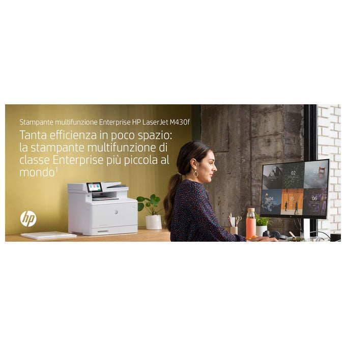 HP 3PZ55A LaserJet Enterprise M430f Stampante Multifunzione Laser Mono 38 ppm A4 Wi-Fi ADF Fronte Retro colore Bianco