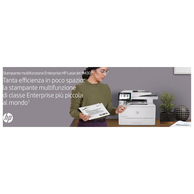HP 3PZ55A LaserJet Enterprise M430f Stampante Multifunzione Laser Mono 38 ppm A4 Wi-Fi ADF Fronte Retro colore Bianco