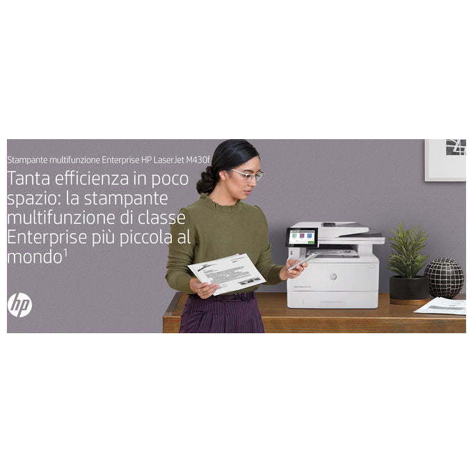 HP 3PZ55A LaserJet Enterprise M430f Stampante Multifunzione Laser Mono 38 ppm A4 Wi-Fi ADF Fronte Retro colore Bianco