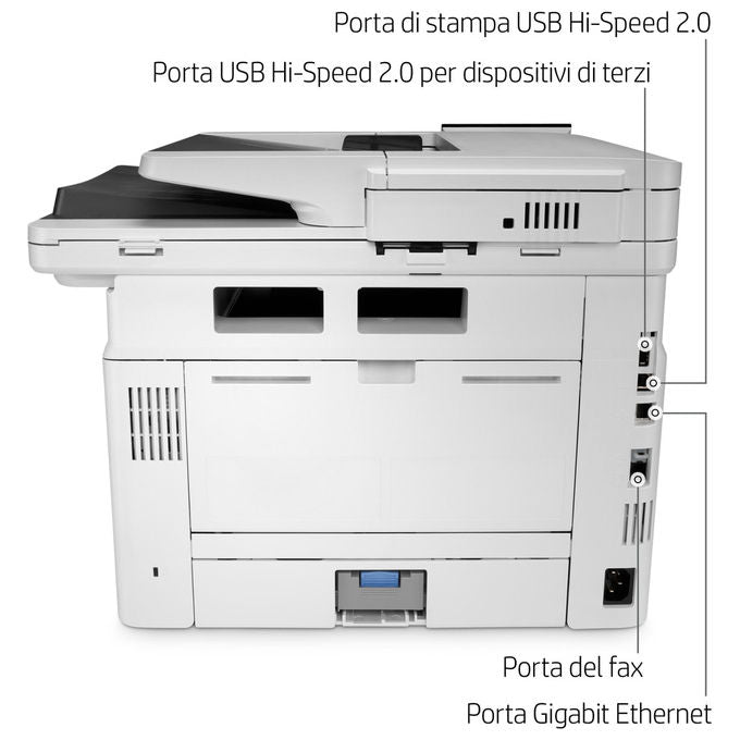 HP 3PZ55A LaserJet Enterprise M430f Stampante Multifunzione Laser Mono 38 ppm A4 Wi-Fi ADF Fronte Retro colore Bianco