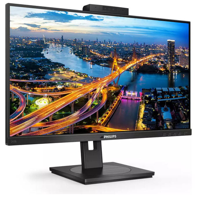Philips 243B1JH-00 B Line Monitor PC 23.8'' IPS Full HD 1920x1080 USB-C 100W Docking LAN Webcam colore Nero