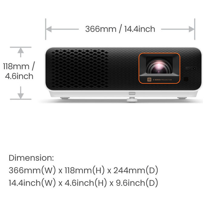 BenQ X500I Videoproiettore a Corto Raggio DLP 4K UHD 3840x2160 2200 ANSI lumen LED Android 11 Wi-Fi 5 Bluetooth 5.0 colore Nero Bianco