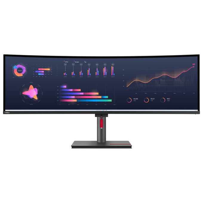 Lenovo 63DBRAT1EU ThinkVision P49w-30 Monitor PC 49'' Dual WQHD 5120x1440 IPS Curvo 32:9 Thunderbolt 4 KVM colore Nero