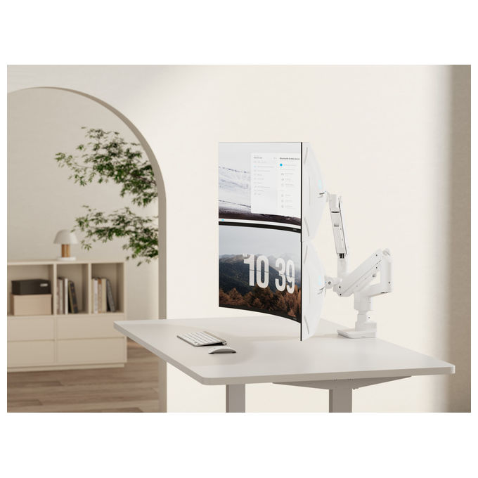 Equip 650183 Supporto da Scrivania per 2 Monitor 17'' 35'' Heavy Duty 40 Kg VESA 75x75 100x100 colore Bianco