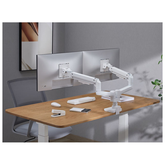 Equip 650183 Supporto da Scrivania per 2 Monitor 17'' 35'' Heavy Duty 40 Kg VESA 75x75 100x100 colore Bianco