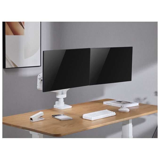 Equip 650183 Supporto da Scrivania per 2 Monitor 17'' 35'' Heavy Duty 40 Kg VESA 75x75 100x100 colore Bianco