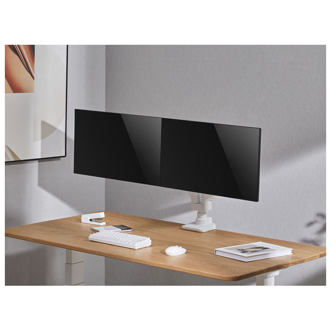 Equip 650183 Supporto da Scrivania per 2 Monitor 17'' 35'' Heavy Duty 40 Kg VESA 75x75 100x100 colore Bianco