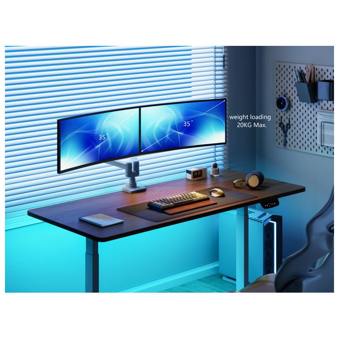 Equip 650183 Supporto da Scrivania per 2 Monitor 17'' 35'' Heavy Duty 40 Kg VESA 75x75 100x100 colore Bianco